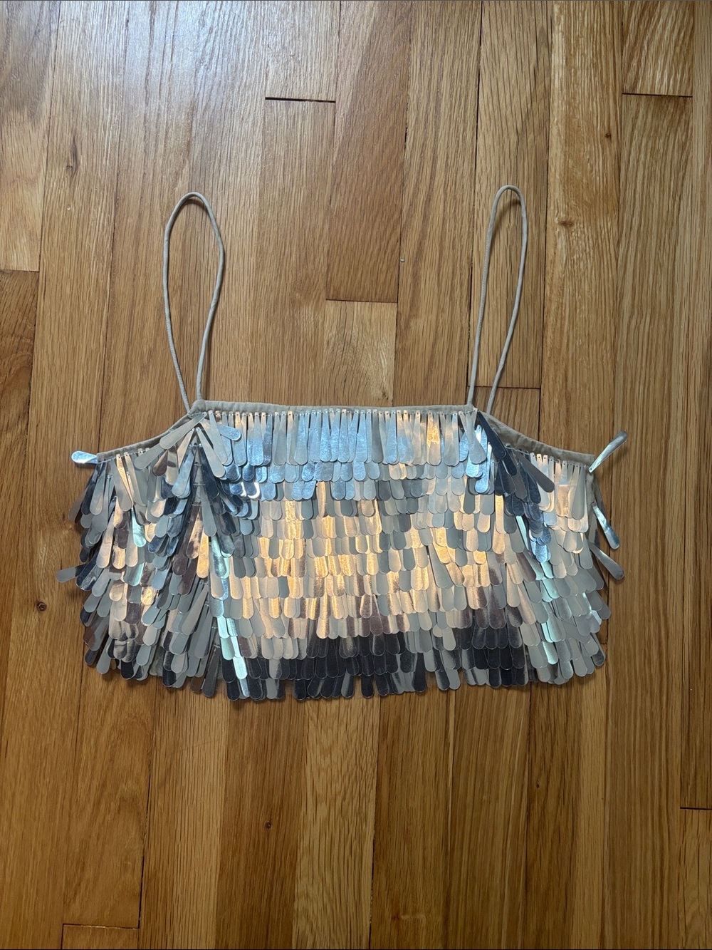 NWT Nasty Gal Silver Sequined Crop Top